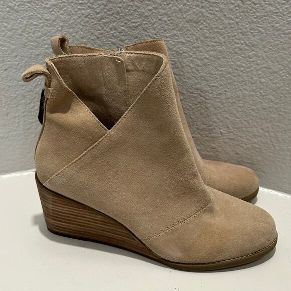 TOM'S Sutton Wedge Ankle Boot NEW $99 Oatmeal Suede Size 9.5 - Picture 5 of 10